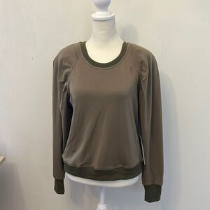 Bishop + Young army green long pleated sleeve sweatshirt Size S New
